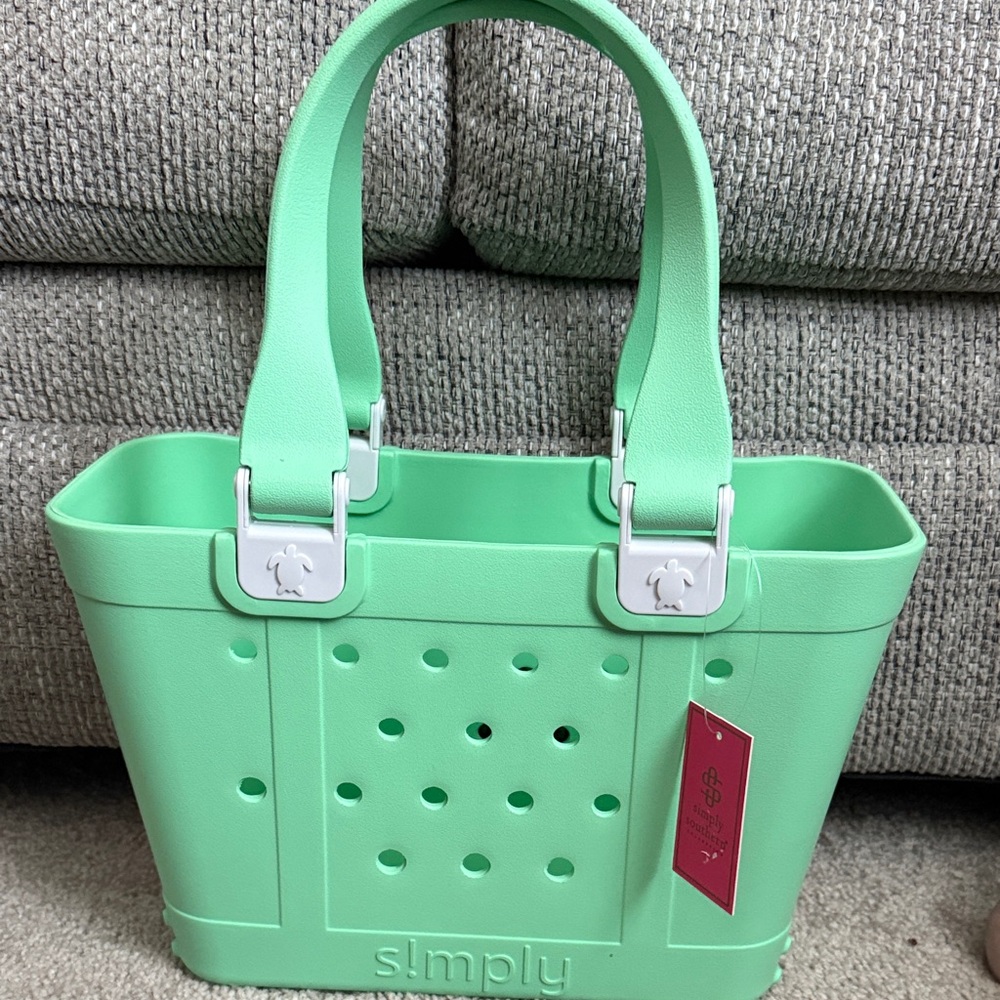 New With Tag Simply Southern Mini Tote Bogg Style Bag in Lime